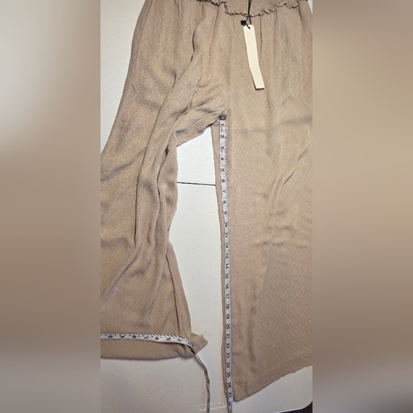 Anthropologie Mustard Seed NWT Wide Leg Pants Smocked Waist Neutral Boho Flowy - Picture 8 of 13
